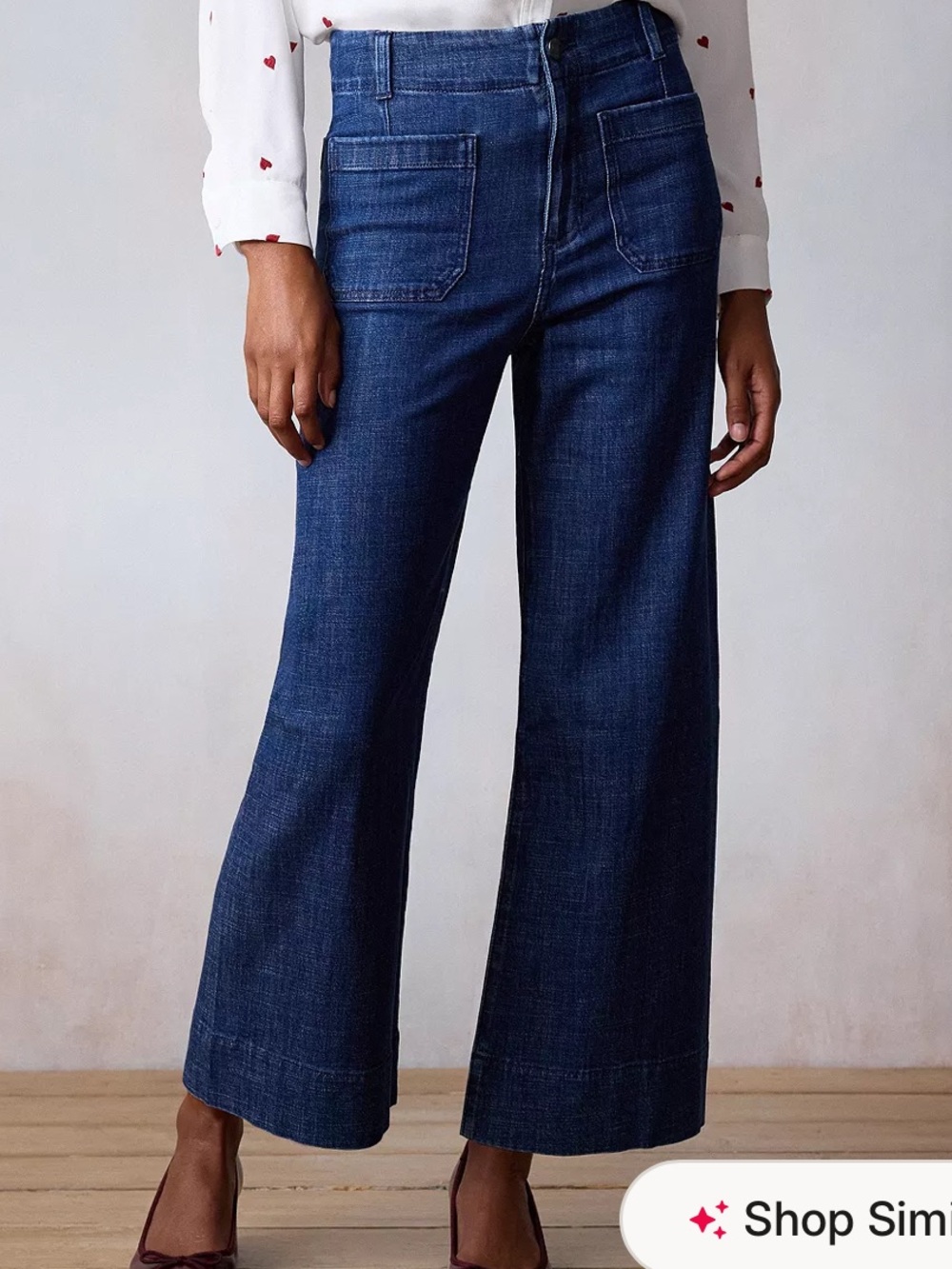 Petite LC Lauren Conrad Super High Rise Wildflower Wide Leg Cropped Pants NWT